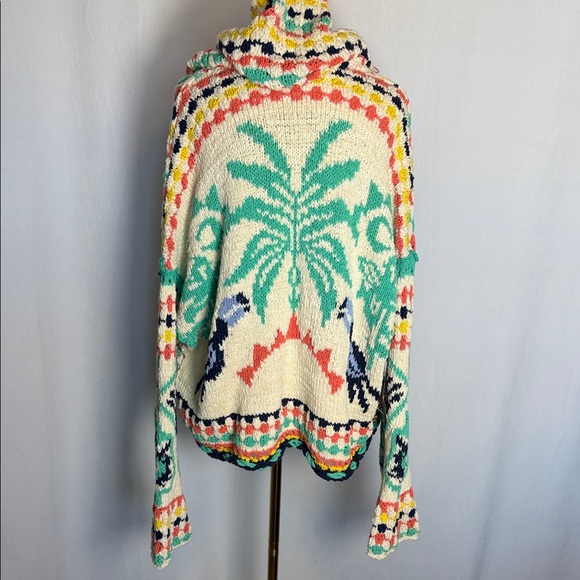NWT Free People Baja Baby Hooded Cardigan Sz M Canyon Vibes Crochet Crop Chunky - Picture 2 of 13